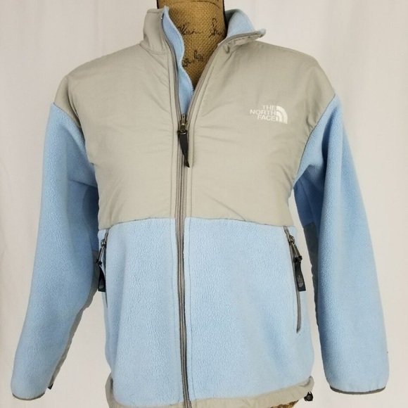 The North Face Size XL Gray and Baby Blue Teddy Bear Fleece Jacket Zip Up - Picture 3 of 14